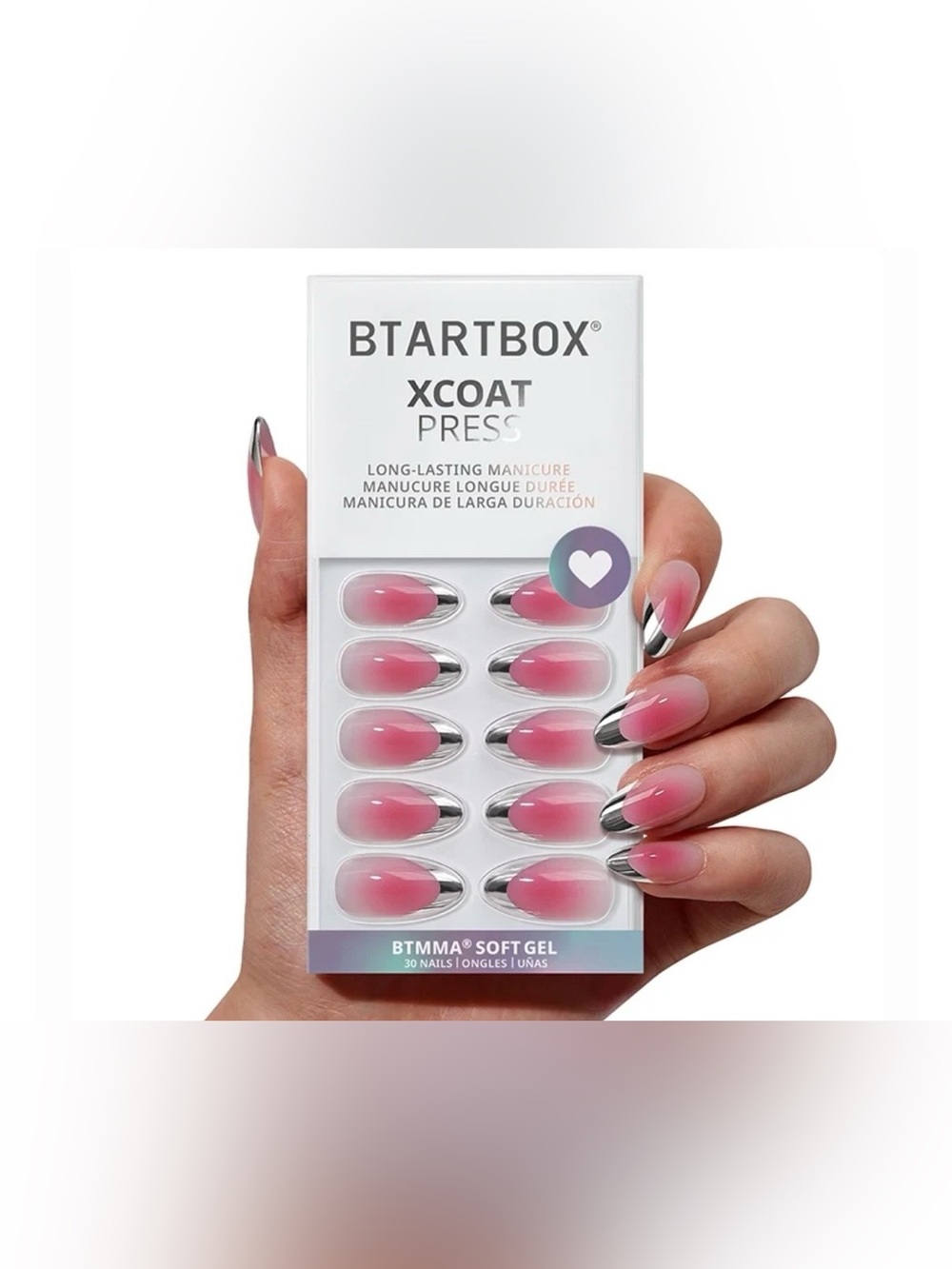BTARTBOX XCOAT Soft Gel Medium Almond Press-On Nails in LOLITA RAZOR nib